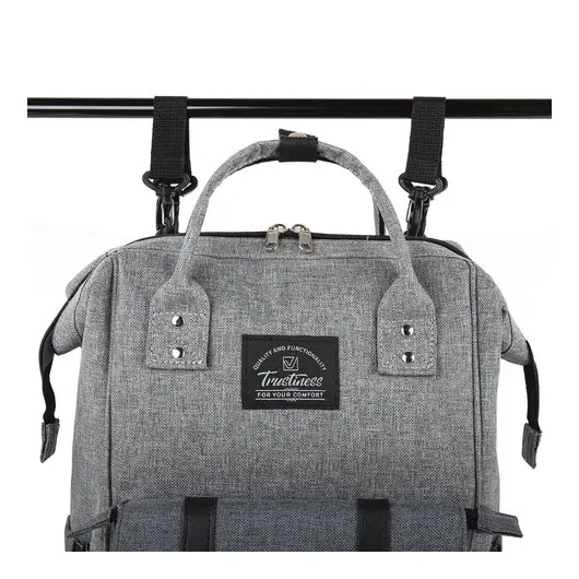 Рюкзак для мамы BRAUBERG MOMMY, крепления для коляски, термокарманы, серый, 41x24x17 см, 270818, фото 9