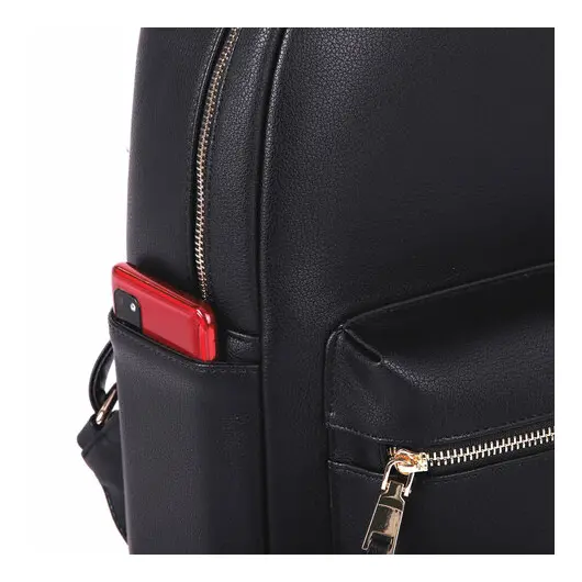 Рюкзак из экокожи BRAUBERG PODIUM женский, с отделением для планшета, черный, 34x25x13 см, 270817, фото 6