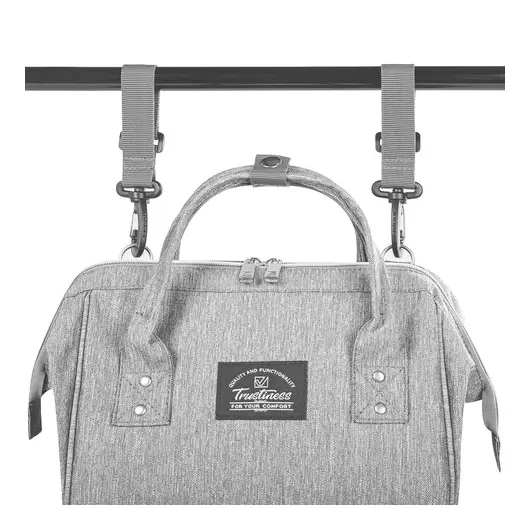 Рюкзак для мамы BRAUBERG MOMMY с ковриком, крепления на коляску, термокарманы, серый, 40x26x17 см, 270819, фото 10