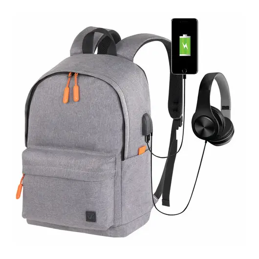 Рюкзак BRAUBERG URBAN универсальный с отделением для ноутбука, USB-порт, &quot;Energy&quot;, серый, 44х31х14 см, 270806, фото 14
