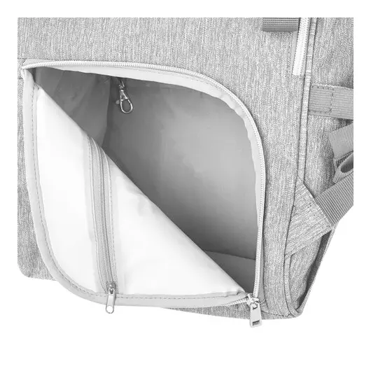 Рюкзак для мамы BRAUBERG MOMMY с ковриком, крепления на коляску, термокарманы, серый, 40x26x17 см, 270819, фото 9