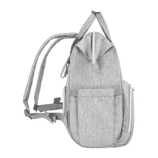 Рюкзак для мамы BRAUBERG MOMMY с ковриком, крепления на коляску, термокарманы, серый, 40x26x17 см, 270819, фото 6