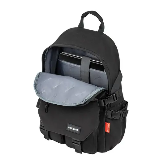 Рюкзак BRAUBERG FUSION универсальный, с отделением для ноутбука, карман-антивор, черный, 43х30х14 см, 271656, фото 4