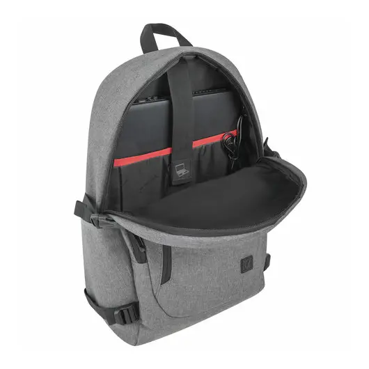 Рюкзак BRAUBERG URBAN универсальный, с отделением для ноутбука, USB-порт, &quot;Charge&quot;, серый, 46х31х15 см, 271655, фото 4