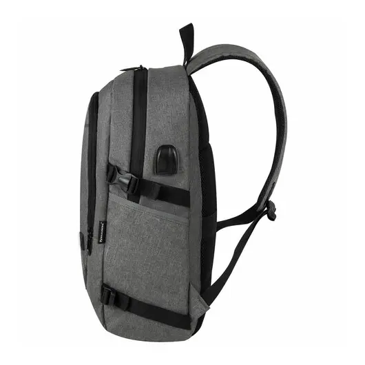 Рюкзак BRAUBERG URBAN универсальный, с отделением для ноутбука, USB-порт, &quot;Charge&quot;, серый, 46х31х15 см, 271655, фото 8