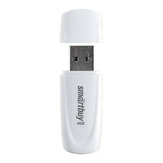 Флеш-диск 4 GB SMARTBUY Scout, USB 2.0, белый, SB004GB2SCW, фото 3