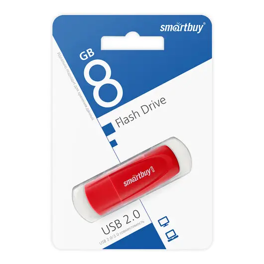 Флеш-диск 8GB SMARTBUY Scout USB 2.0, красный, SB008GB2SCR, фото 4