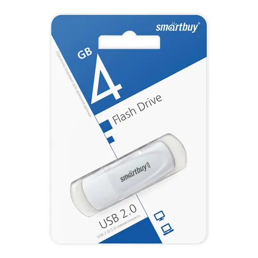 Флеш-диск 4 GB SMARTBUY Scout, USB 2.0, белый, SB004GB2SCW, фото 4