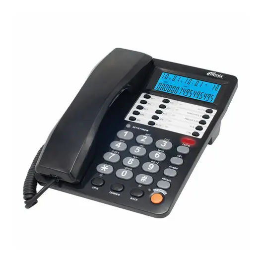 Телефон RITMIX RT-495 black, АОН, спикерфон, память 60 ном., тональный/импульсный режим, черный, 80002152, фото 2