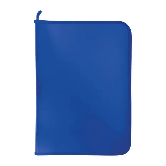 Папка для документов и тетрадей на молнии пластиковая BRAUBERG А4, 320*230мм, синяя,, фото 1