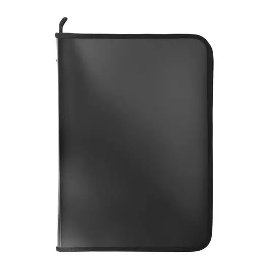 Папка для документов и тетрадей на молнии пластиковая BRAUBERG А4, 320*230мм, черная,, фото 1
