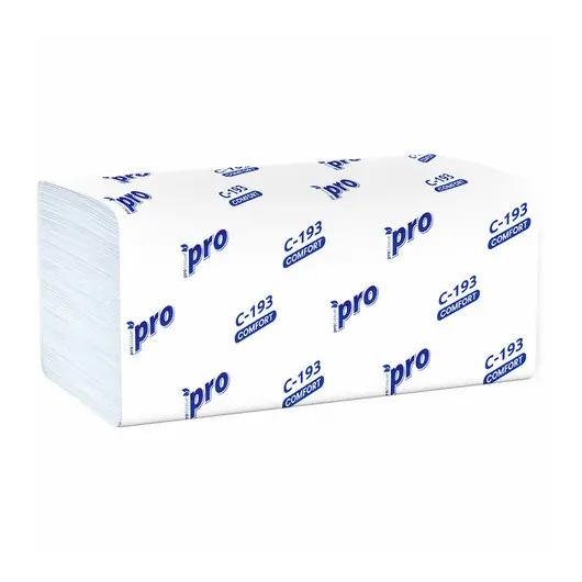 Полотенца бумажные 250 шт., PROtissue (H3) COMFORT, 1-слойные, белые, КОМПЛЕКТ 20 пачек, 22x21, V-сложение, C193, фото 3