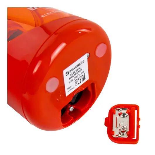 Точилка электрическая BRAUBERG DOUBLE BLADE RED, двойное лезвие, питание от 2 батареек АА, 271338, фото 6