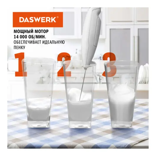 Капучинатор/вспениватель молока электрический на подставке soft touch, белый, DASWERK, 456178, фото 5