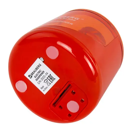 Точилка электрическая BRAUBERG DOUBLE BLADE RED, двойное лезвие, питание от 2 батареек АА, 271338, фото 5