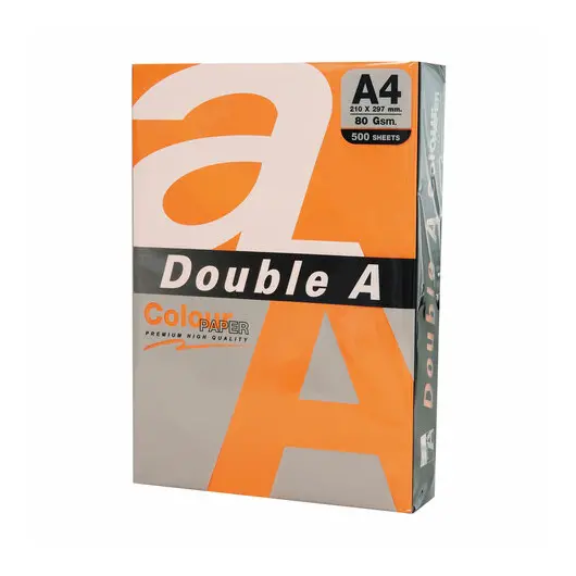 Бумага цветная DOUBLE A, А4, 80г/м2, 500 л, интенсив, оранжевая, ш/к 31934, фото 1