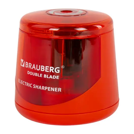 Точилка электрическая BRAUBERG DOUBLE BLADE RED, двойное лезвие, питание от 2 батареек АА, 271338, фото 3