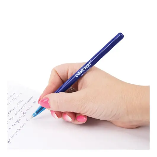 Ручка шариковая ОФИСМАГ &quot;Офисная&quot;, СИНЯЯ, корпус синий, узел 1 мм, линия письма 0,5 мм, 141117, фото 8