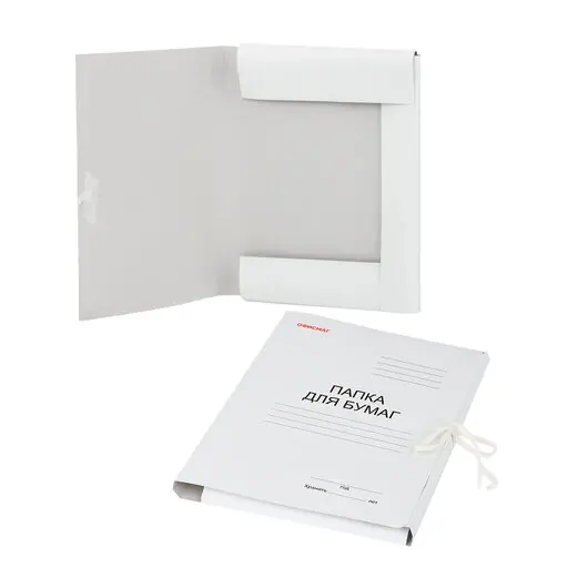 Папка для бумаг с завязками картонная мелованная ОФИСМАГ, гарантированная плотность 320 г/м2, до 200 листов, 124568, фото 5