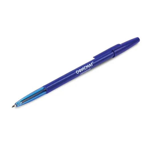 Ручка шариковая ОФИСМАГ &quot;Офисная&quot;, СИНЯЯ, корпус синий, узел 1 мм, линия письма 0,5 мм, 141117, фото 6