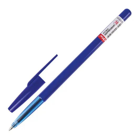 Ручка шариковая ОФИСМАГ &quot;Офисная&quot;, СИНЯЯ, корпус синий, узел 1 мм, линия письма 0,5 мм, 141117, фото 2