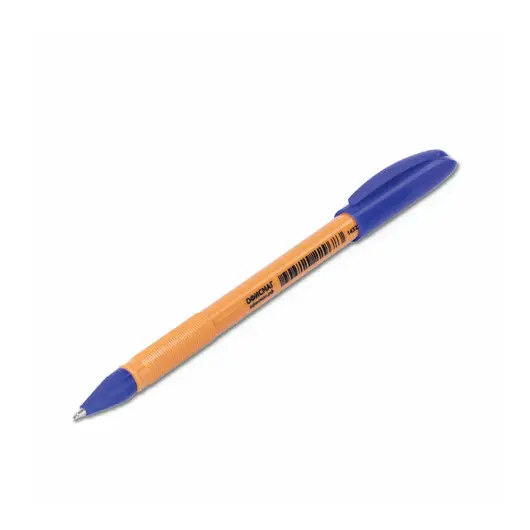 Ручка шариковая масляная ОФИСМАГ, СИНЯЯ, корпус оранжевый, узел 0,7 мм, линия письма 0,35 мм, 143221, фото 6