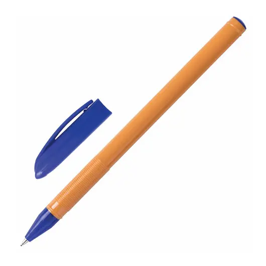 Ручка шариковая масляная ОФИСМАГ, СИНЯЯ, корпус оранжевый, узел 0,7 мм, линия письма 0,35 мм, 143221, фото 2