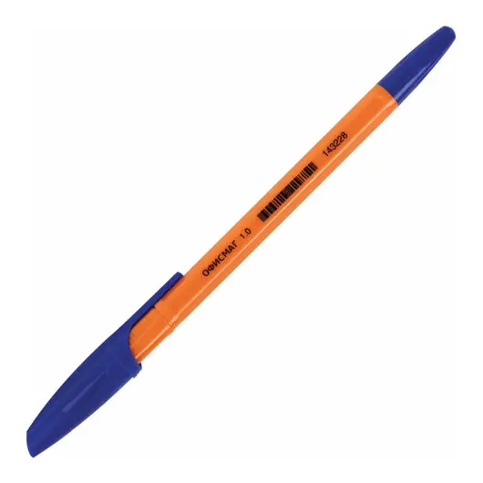 Ручка шариковая ОФИСМАГ &quot;X-333 Orange&quot;, СИНЯЯ, корпус оранжевый, узел 1 мм, линия письма 0,5 мм, 143228, фото 3
