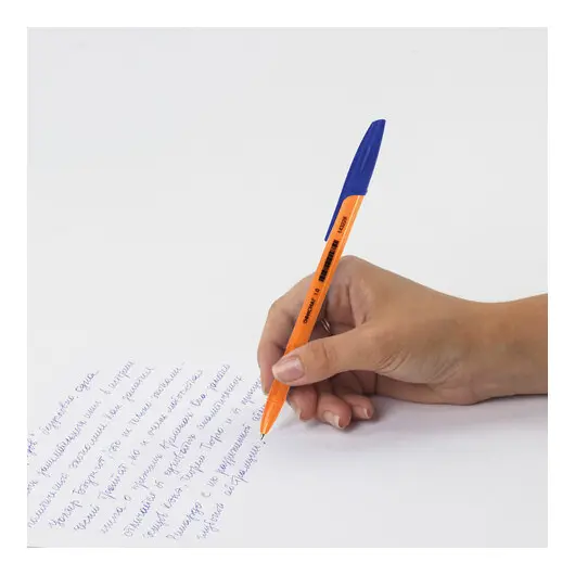 Ручка шариковая ОФИСМАГ &quot;X-333 Orange&quot;, СИНЯЯ, корпус оранжевый, узел 1 мм, линия письма 0,5 мм, 143228, фото 8