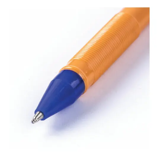 Ручка шариковая масляная ОФИСМАГ, СИНЯЯ, корпус оранжевый, узел 0,7 мм, линия письма 0,35 мм, 143221, фото 4