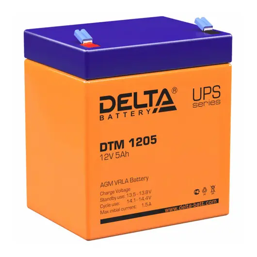 Аккумуляторная батарея для ИБП любых торговых марок, 12 В, 5 Ач, 90х70х101 мм, DELTA, DTM 1205, фото 1