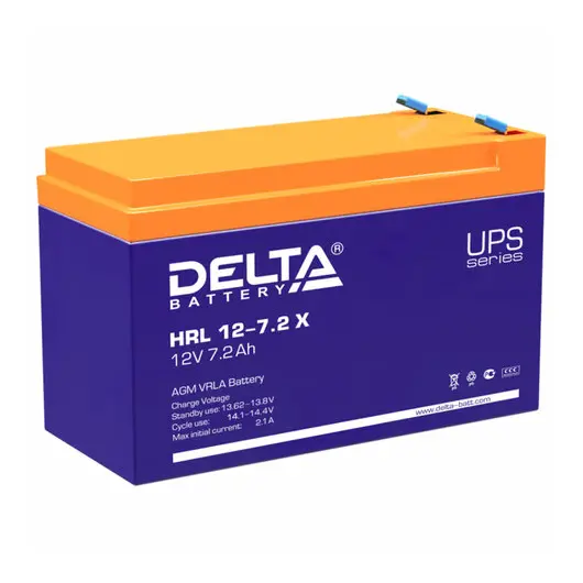 Аккумуляторная батарея для ИБП любых торговых марок, 12 В, 7,2 Ач, 151х65х94 мм, DELTA, HRL 12-7.2 X, фото 1