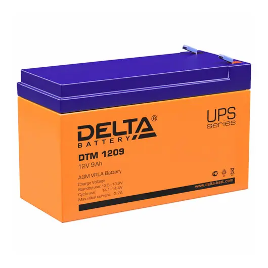 Аккумуляторная батарея для ИБП любых торговых марок, 12 В, 9 Ач, 151х65х94 мм, DELTA, DTM 1209, фото 1