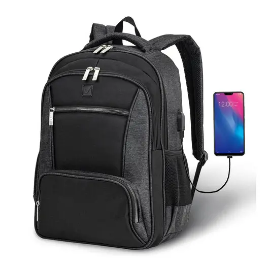 Рюкзак BRAUBERG URBAN универсальный, с отделением для ноутбука, черный/серый, 46х30х18 см, 270750, фото 1