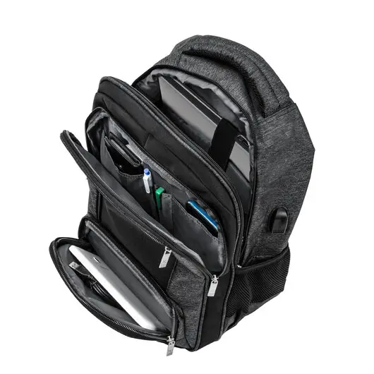 Рюкзак BRAUBERG URBAN универсальный, с отделением для ноутбука, черный/серый, 46х30х18 см, 270750, фото 6
