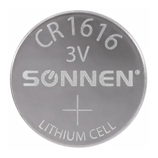 Батарейка литиевая CR1616 1 шт. &quot;таблетка, дисковая, кнопочная&quot;, SONNEN Lithium, в блистере, 455598, фото 4