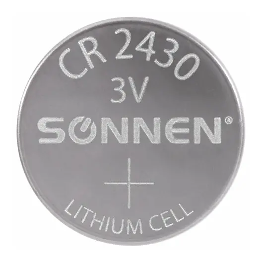 Батарейка литиевая CR2430 1 шт. &quot;таблетка, дисковая, кнопочная&quot; SONNEN Lithium, в блистере, 455600, фото 4