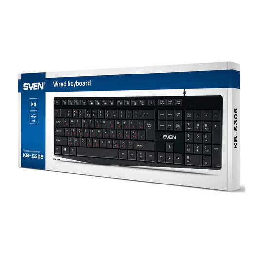 Клавиатура проводная SVEN KB-S305, USB, 105 кнопок, черная, SV-018801, фото 4