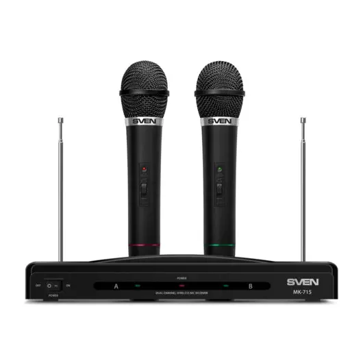 Микрофоны SVEN MK-715 набор, беспроводные, радиус действия до 30 м, черные, SV-020064, фото 1