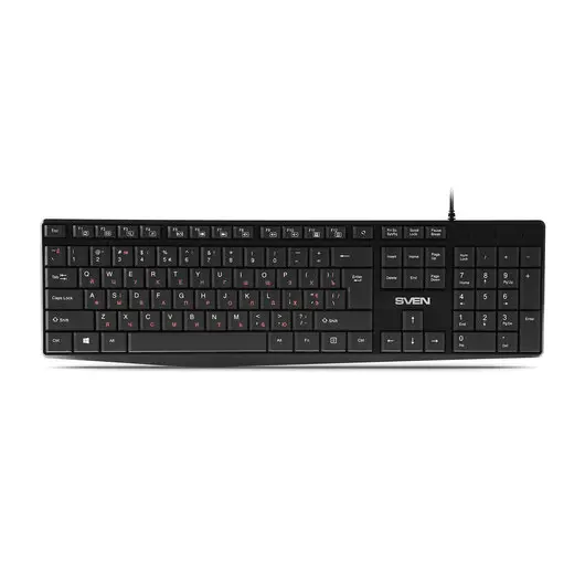 Клавиатура проводная SVEN KB-S305, USB, 105 кнопок, черная, SV-018801, фото 1