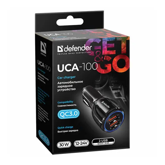 Зарядное устройство АВТОМОБИЛЬНОЕ DEFENDER UCA-100, 2 порта USB, выходной ток 3 А, 83833, фото 4