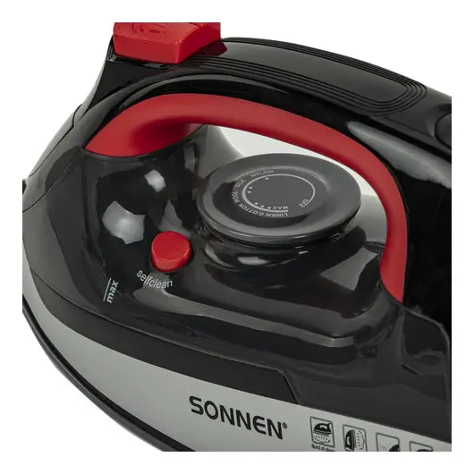 Утюг SONNEN SI-588, 2200 Вт, керамическое покрытие, паровой удар, черный/красный, 455279, фото 7