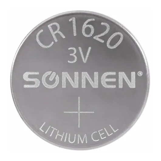 Батарейка литиевая CR1620 1 шт. &quot;таблетка, дисковая, кнопочная&quot;, SONNEN Lithium, в блистере, 455599, фото 4