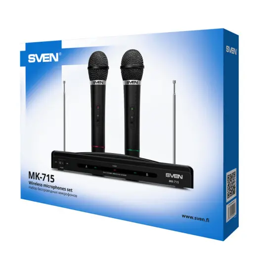 Микрофоны SVEN MK-715 набор, беспроводные, радиус действия до 30 м, черные, SV-020064, фото 4