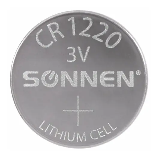 Батарейка литиевая CR1220 1 шт. &quot;таблетка, дисковая, кнопочная&quot;, SONNEN Lithium, в блистере, 455597, фото 4