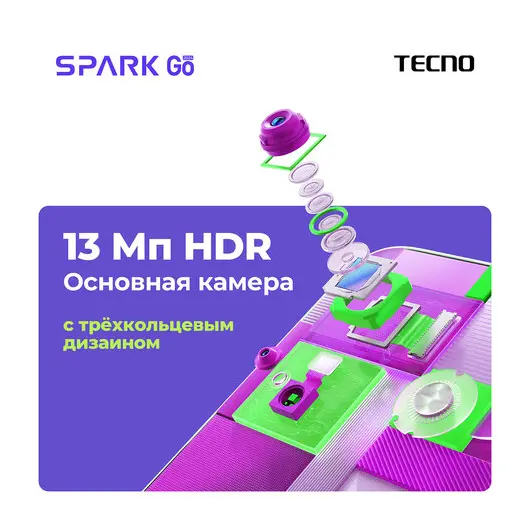 Смартфон TECNO SPARK GO, 2 SIM, 6,56&quot;, 4G, 13+2/5 Мп, 3/64 ГБ, черный, пластик, TCN-B, TCN-BF7N.64.ENB, фото 11