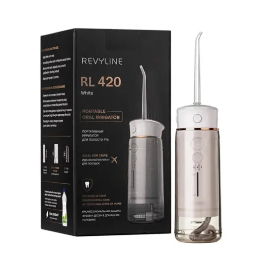 Ирригатор для полости рта REVYLINE RL 420, портативный, емкость резервуара 0,18 л, 2 насадки, белый, фото 13