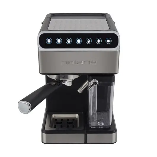 Кофеварка рожковая POLARIS PCM 1535E, 1400 Вт, объем 1,8 л, 15 бар, автокапучинатор, черная, 37135, фото 4