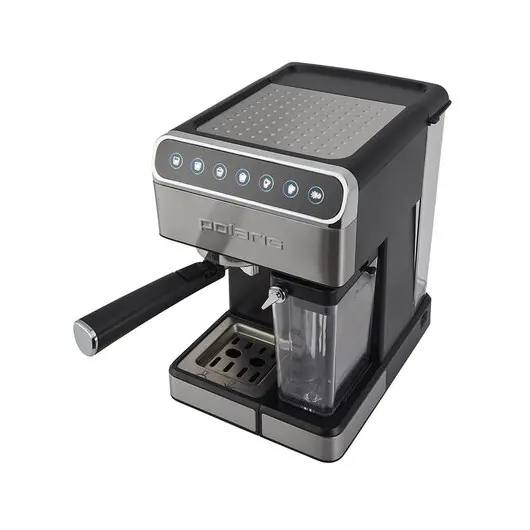 Кофеварка рожковая POLARIS PCM 1535E, 1400 Вт, объем 1,8 л, 15 бар, автокапучинатор, черная, 37135, фото 2