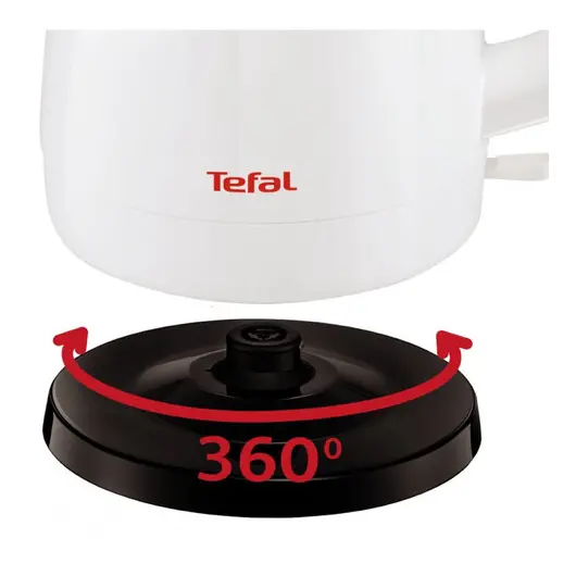 Чайник TEFAL KO150130, 1,5 л, 2400 Вт, закрытый нагревательный элемент, пластик, белый, 7211002180, фото 5